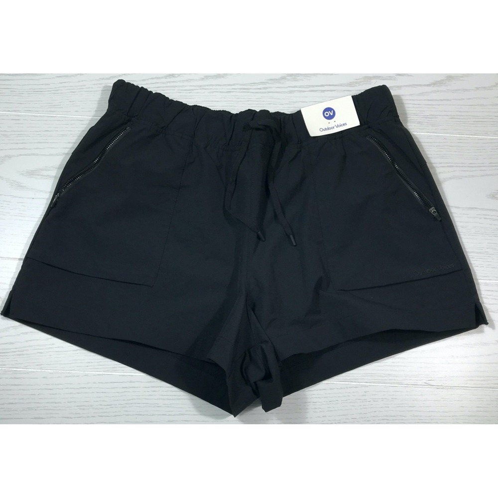 Outdoor Voices Nylon Shorts Women XXL Black 3" Inseam Zip Pockets High Rise New